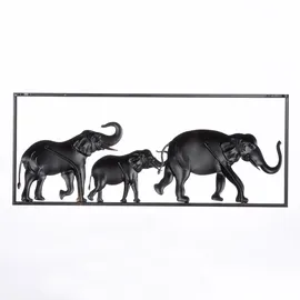 Casablanca modernes Design Wandrelief Savanne, Metall, Elefantenmotiv, glänzend, braun/goldfarben/grau, 25x61x2 cm