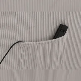 Mendler Fernsehsessel HWC-K62, Relaxsessel TV-Sessel Liege, Liegefunktion Aufstehhilfe, Metall Stoff/Textil Cord ~ hellgrau