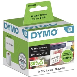 , DYMO® Original Hochleistung Etikett für LabelWriterTM, Kunststoff - weiss - permanent haftend, widerstandsfähig, 2 x 850