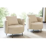 Beiger Textil Sessel Designer Clubsessel Cocktailsessel Polster Möbel