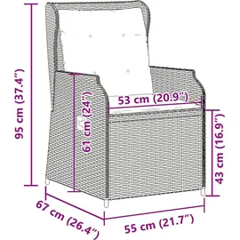 vidaXL Gartenbank 2 pcs 110 x 60 x 80 cm Grau