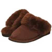 Haftic Damen Hausschuhe Leder Lammfell Warm Winter Gefüttert Geschlossen Atmungsaktiv Weiche Sohle Handgemacht Schafswolle Schlappen Pantoffeln Schuhe (39, Braun) - 39 EU