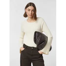 Comma, Rippstrickpullover mit Trompeten-Ärmeln Beige 46