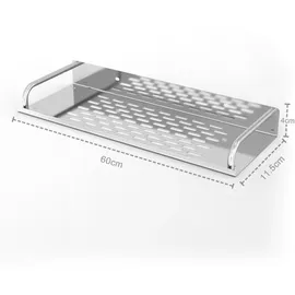Intirilife Duschablage aus Edelstahl mit 60 x 13 cm - Duschkorb Duschregal Badregal mit praktischen Ablaufrinnen zum Bohren für Bad und Küche