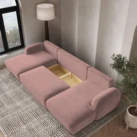masseno Ecksofa SAVONA K Polyester 2-Sitzer Rosa
