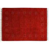 Moderner Teppich Lorry Buff GABBEH Home & Living 200 x 140 cm aus pflanzlicher Wolle in Rot. Ideal für Jede Art von Umgebung: Küche, Bad, Wohnzimmer, Schlafzimmer