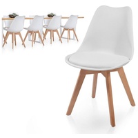MIADOMODO Esszimmerstuhl Esszimmerstühle 2/4/6/8er Set - aus Kunststoff & Massivholz, Farbwahl (8 St) weiß