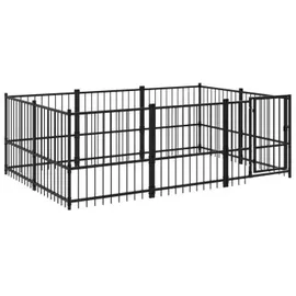vidaXL Outdoor-Hundezwinger 5,63 m2 Stahl Schwarz