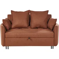 Beliani Schlafsofa Stoff 2-Sitzer Braun