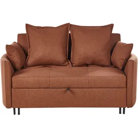Beliani Schlafsofa Stoff 2-Sitzer Braun