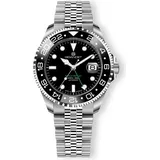 Gigandet Automatikuhr Edelstahl Saphirglas Silber Schwarz World Trip GMT Ceramic - G1000-005M-C