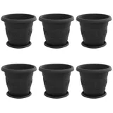 vidaXL Blumentöpfe 6 pcs Ø 26 x 21,5 cm Schwarz