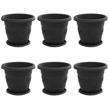 vidaXL Blumentöpfe 6 pcs Ø 26 x 21,5 cm Schwarz