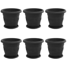 vidaXL Blumentöpfe 6 pcs Ø 26 x 21,5 cm Schwarz