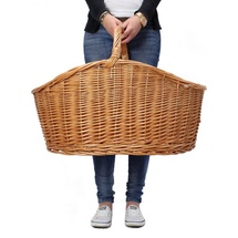 Dekoleidenschaft XXL Einkaufskorb "Maxi" aus Weide natur, 68x49 cm groß, Tragekorb geflochten, Erntekorb, Weidenkorb, Flechtkorb, Aufbewahrungskorb