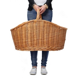 Dekoleidenschaft XXL Einkaufskorb "Maxi" aus Weide natur, 68x49 cm groß, Tragekorb geflochten, Erntekorb, Weidenkorb, Flechtkorb, Aufbewahrungskorb