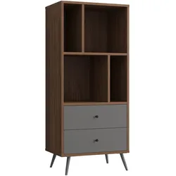 Bücherregal Walnuss Grau Standregal Wohnzimmer Regal