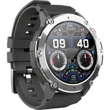 Smartwatch für Herren und Damen, 1,32 Zoll, Sport-, Schlafmonitor, Smartwatch, Schrittzähler, Kalorien, wasserdicht IP68, Stoppuhr, GPS Android IOS - Schwarz