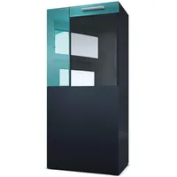 Vladon Vitrine, Petrol, 50.5x111x32.5 cm, Wohnzimmer, Wohnwände, Vitrinenschränke