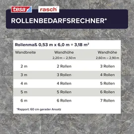 tesa rasch Luxora Vliestapete 6 m x 0,53 m Grau 1 St 371413