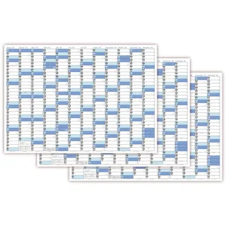 LYSCO Wandkalender XL Wandplaner DIN A1 2026 / 2026 + 2027 blau, nass abwischbar, 12 Monate Jahresplaner Wandplaner gerollt, Kalender Format 59,4 x 84,1cm