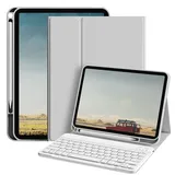 SQQSOOZ Hülle mit Tastatur für iPad (A16) 11. /10. Generation (11/10,9 Zoll, 2025/2022), Abnehmbare Kabellose Bluetooth Tastatur, Ständer-Folio-Hülle mit Stifthalter für iPad A16, Grau