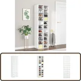 Schuhschrank Hochglanz-Weiß 54x34x183 cm Holzwerkstoff - Schuhschrank - Schuhregal - Holzwerkstoff - Weiß - Garderobe