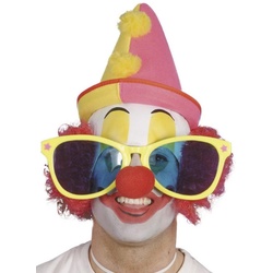 Smiffys Kostüm Clownsbrille XXL, Riesenbrille für Clowns in variablen Farben bunt