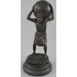 Casa Padrino Jugendstil Bronze Skulptur Mann mit Kugel Bronzefarben / Schwarz 15 x 15 x H. 33 cm - Bronzefigur - Dekofigur - Schreibtisch Deko Accessoires