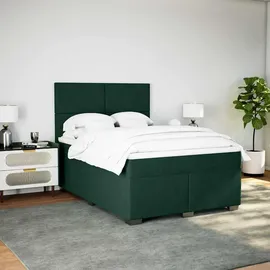 vidaXL Boxspringbett 140 x 200 cm Dunkelgrün