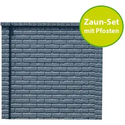 MR-Shop Betonzaun Klassik-Stein Komplettset, 97,5 m x 1.850 mm x 3 Ecken