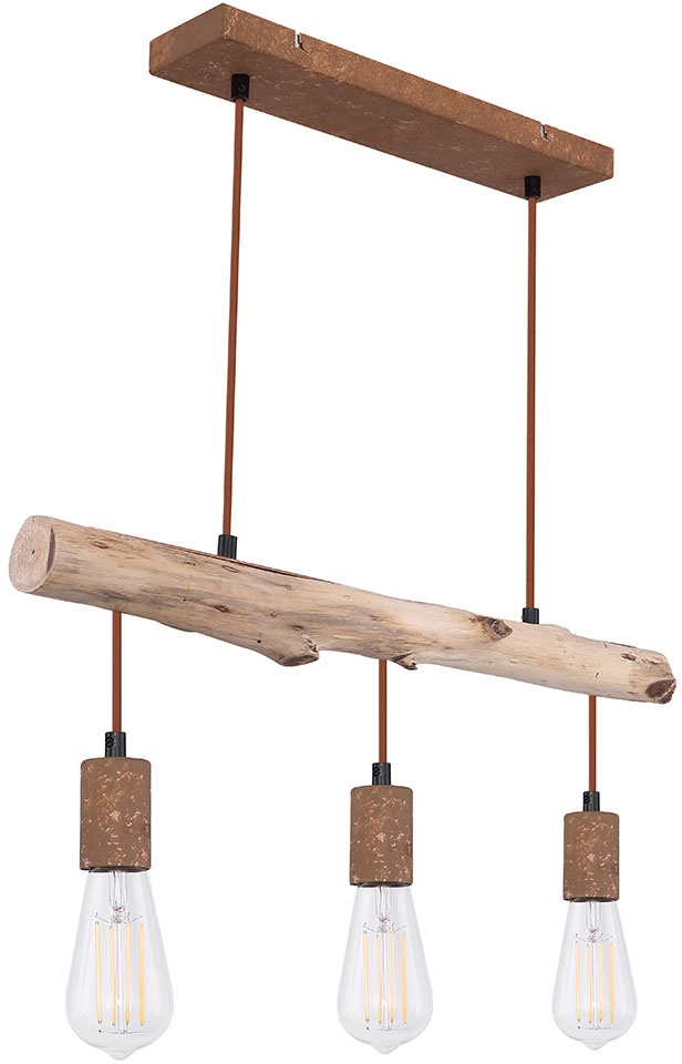 Vintage Design Decken Pendel Lampe rost Filament Holz Hänge Leuchte im Set inkl. LED Leuchtmittel