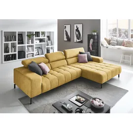 die planbar Ecksofa MP-IN18022 L-Form, mit Kopfteilverstellung & Zierkissen, optional Sitztiefenverstellung gelb