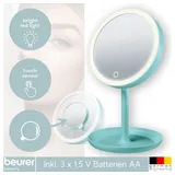 Beurer Kosmetikspiegel BS 45 LE (2-St), Stufenlose Dimmfunktion, Abschaltautomatik, Touch Sensor blau