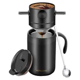 Faltbarer, tragbarer Kaffeefilter-Kaffeebereiter aus Edelstahl, wiederverwendbarer, papierloser Pour-Over-Kaffeefilter für Reisen und die Zubereit...