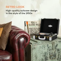 Jerry Lee Retro-Plattenspieler LP USB schwarz-weiß Schwarz