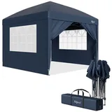 Zelsius Faltpavillon Faltbarer Pavillon 3x3 m mit Seitenwänden, Blau, Faltpavillon, Löcher in den Füßen zur sicheren Befestigung mit Heringen blau