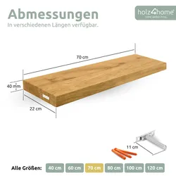 holz4home® Schwebendes Wandregal   Ohne Baumkante