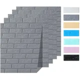 HOOZ Wandpaneel 10x Wandpaneele 3D-Ziegelsteinoptik 77x70x0,5 cm selbstklebend - grau, BxL: 77x70 cm, (10-tlg) grau