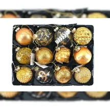 Buri Weihnachtsbaumkugeln Glas Kugeln 12 STK Christbaumkugeln Weihnachtskugeln gelb