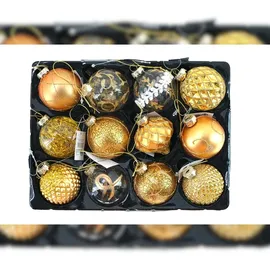 Buri Weihnachtsbaumkugeln Glas Kugeln 12 STK Christbaumkugeln Weihnachtskugeln gelb