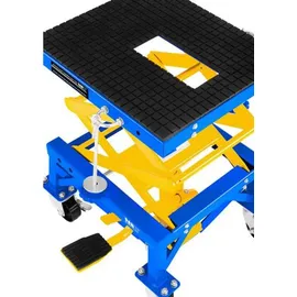 MSW Hebebühne Metall 51 cm x 49 cm x 86,5 cm blau mit Rollen 135 kg