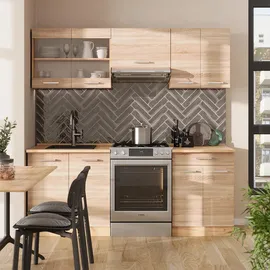 Vicco Küchenzeile R-Line 200 cm Sonoma/Goldkraft Eiche