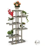 relaxdays Blumenständer Blumenregal Holz 5 Ebenen, grau grau