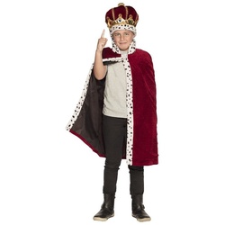 Boland Kostüm Königsset Hermelin, Accessoire-Set für Könige mit Krone und Mantel rot