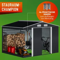 GARDEBRUK® XXL Gerätehaus Fundament Schiebetür Anthrazit Geräteschuppen