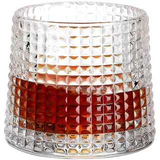 Whisky Gläser Drehbare Wassergläser für, Cocktail, Rum, Bourbon, Cognac, Wodka und Likör Whiskeygläser für Bar, Party und Zuhause, Geschenke für Männer (Masche)