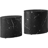 SalesFever Couchtisch 2er Set oval in Marmoroptik - schwarz