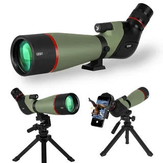 Gosky 20–60 x 80 HD Dual Focusing Speotting Scope, BAK4 Prisma 45 Grad abgewinkeltes Okular mit Stativ, Smartphone-Adapter, Zielfernrohr für Vogelbeobachtung, Schießen, Jagd, Wildtierlandschaft