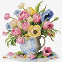 Luca-S Kreuzstich Stickpackung Tulpenstrauß, Zählmuster